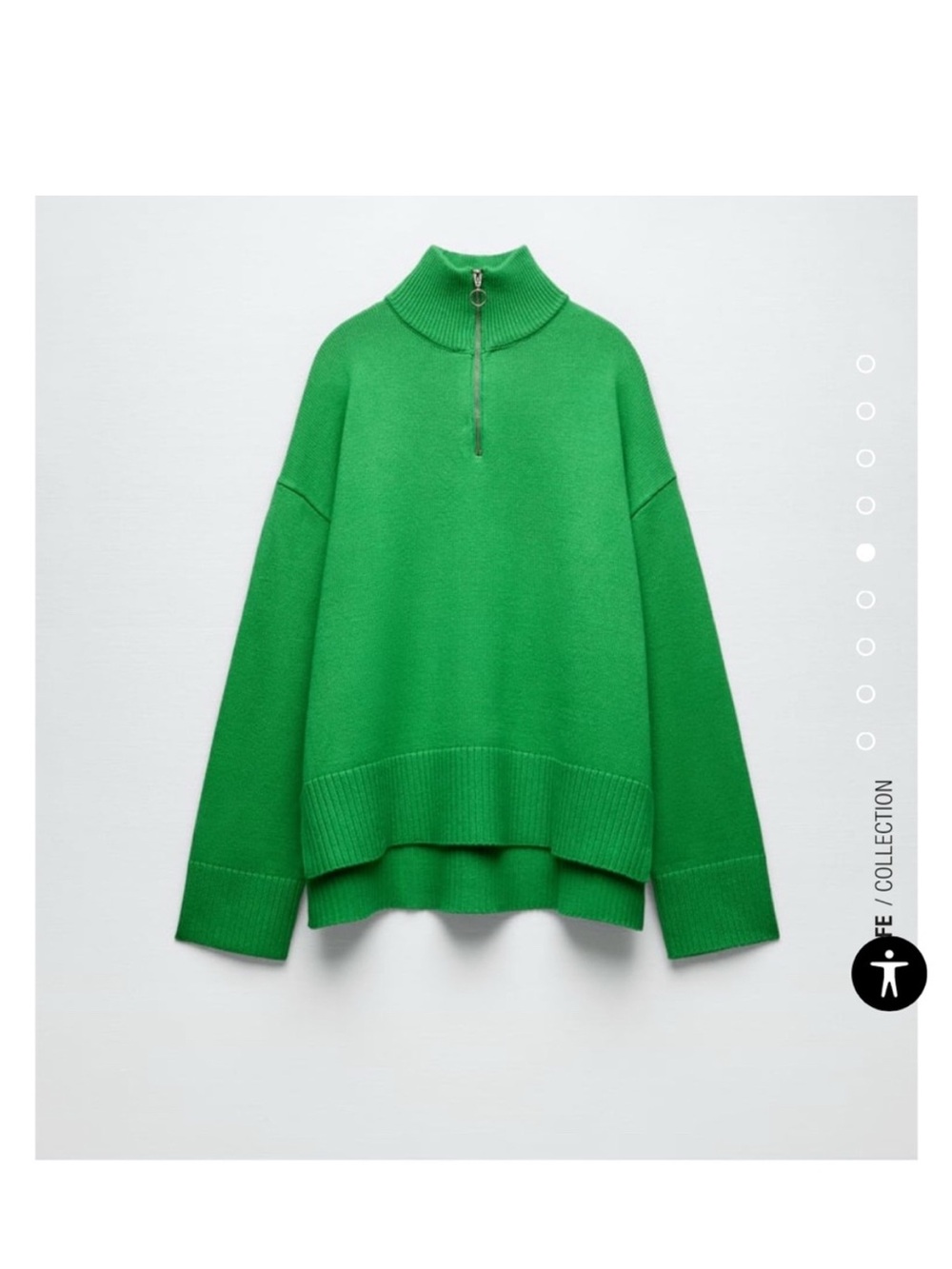 Zara Emerald Green Half-Zip Mock Neck Sweater